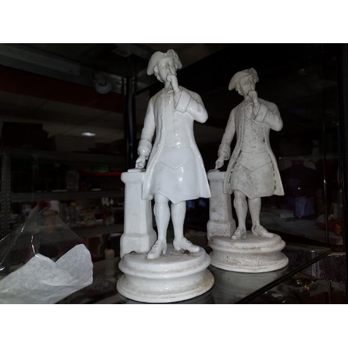 326 - 2 White Masonic Figurines, 1 Matte, 1 Needs Clean