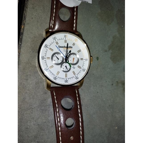 396 - Gentlemen's Lambretta Watch With Leather Strap. Working