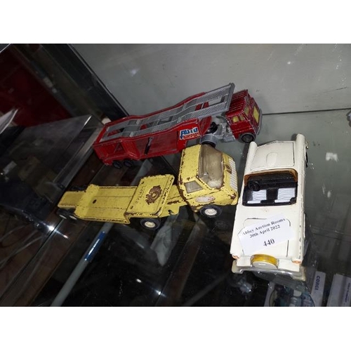 440 - Matchbox K-10 Car Transport, Tonka Transporter And Corgi Thunderbird