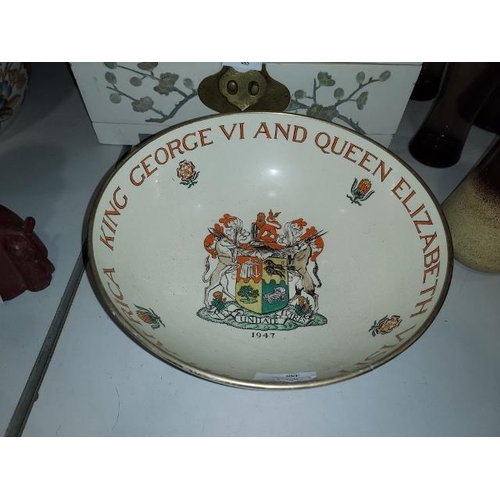 486 - 1947 George VI And Queen Elizabeth South Africa Coronation Fruit Bowl With Hairline Crack