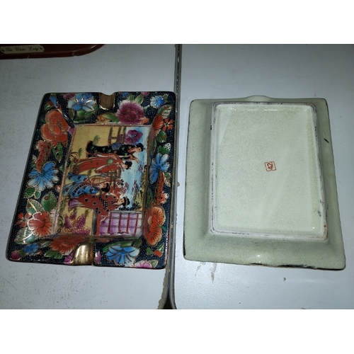 464 - Pair Of Japanese Porcelain Ashtrays