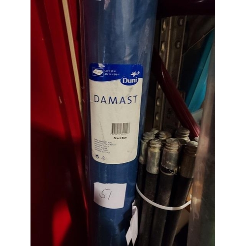 132 - Unused Damast Paper Banquet Roll Colour Orient Blue, 1.2m x 50m