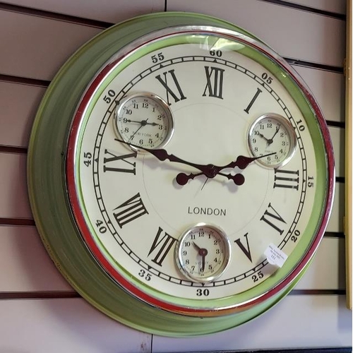 112 - Large 3 Dial London Wall Clock