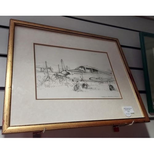 121 - Framed Pencil Drawing Of Plane By John P Smith