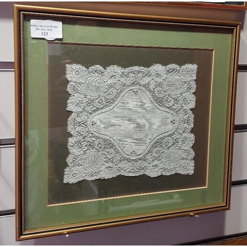 123 - Small Framed Piece Of Lace