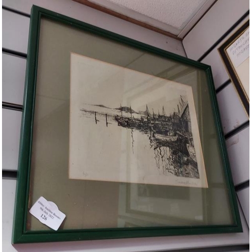 126 - Framed Signed Etching Of Boats By Susan Andrews