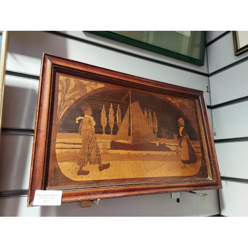 127 - Small Wooden Framed Marquetry Picture