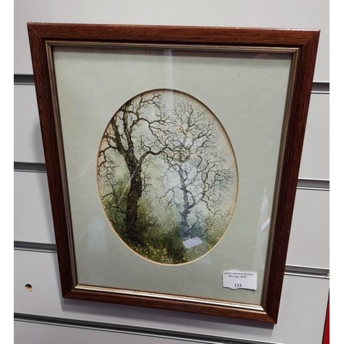 133 - Framed Oval Watercolour By Trish