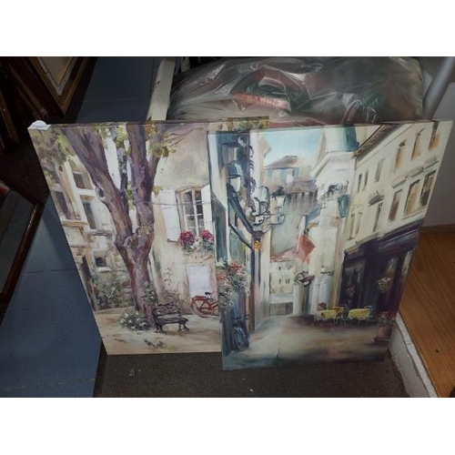 16 - 2 Large Pictures On Canvas Of Street Scenes