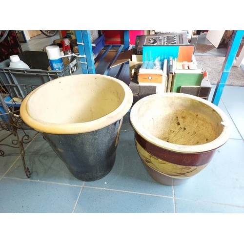 66 - 2 Glazed Garden Flower Pots