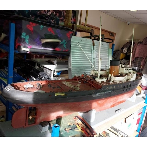 67 - 4ft Model Of A Titan Salvage Tug Boat, Hand Made With Picture And Boat Membership Of Maker Fitted Wi... 