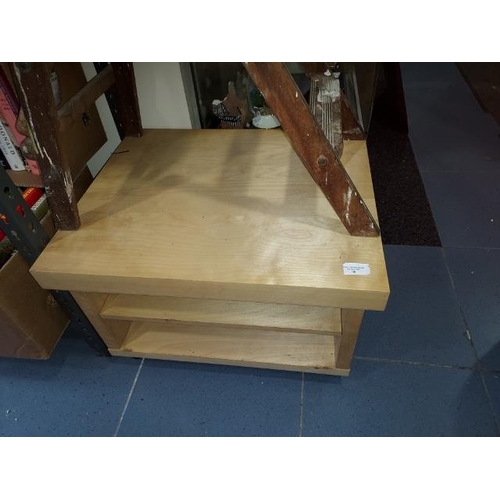 90 - Small Lightwood Tv Stand/Side Table On Casters