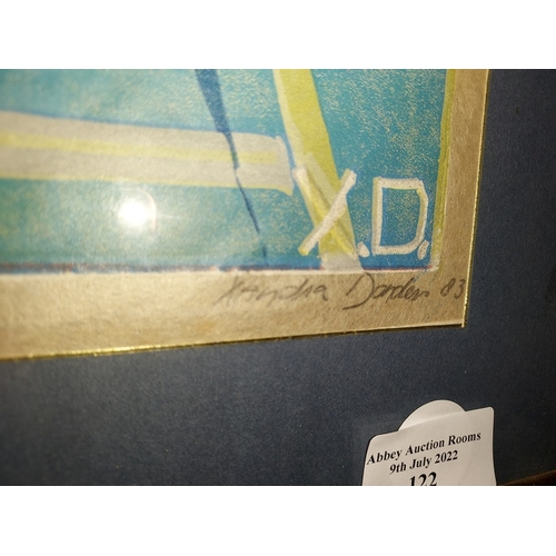 122 - Framed Abstract Picture Boule Land Signed Xandra Darder Dated 83