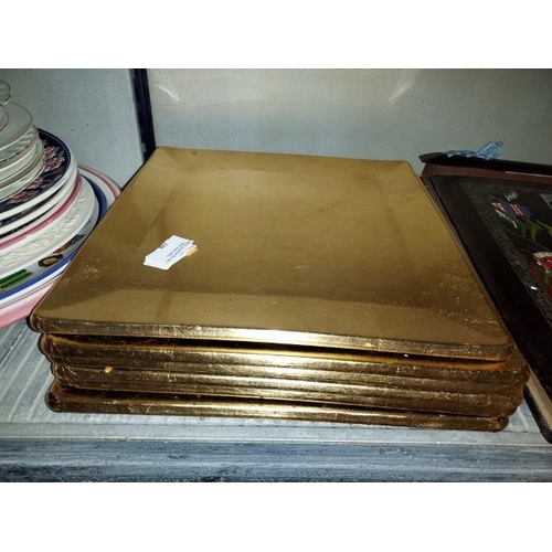 247 - Set Of 6 Plastic Gold Placemats