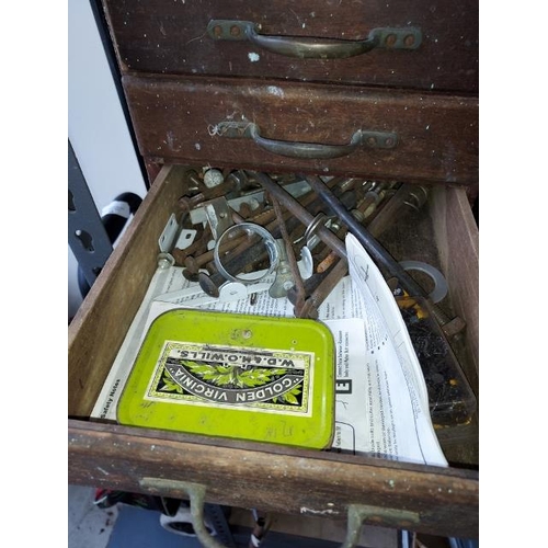 74 - Old Small Drawer Unit Containing Tools, Mainly Chisels