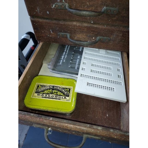 74 - Old Small Drawer Unit Containing Tools, Mainly Chisels