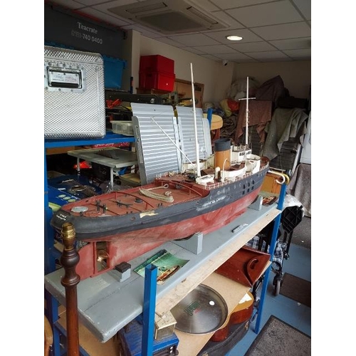 80 - Model Titan Handmade Salvage Tug Boat, Straight Runner, With Ephemera From Gentleman Who Built It