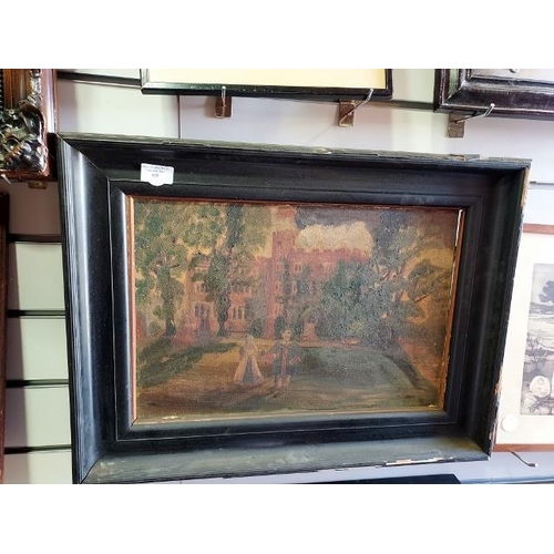 105 - Antique Framed Oil On Canvas Of Henry VIII At Hertford Castle