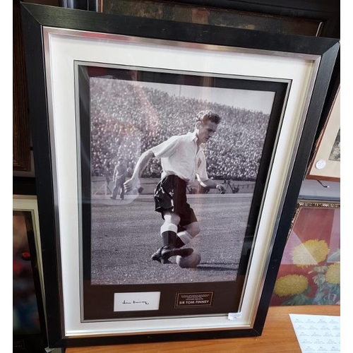 106 - Large Framed Picture Of Sir Tom Finney Signed With Certificate On Back
