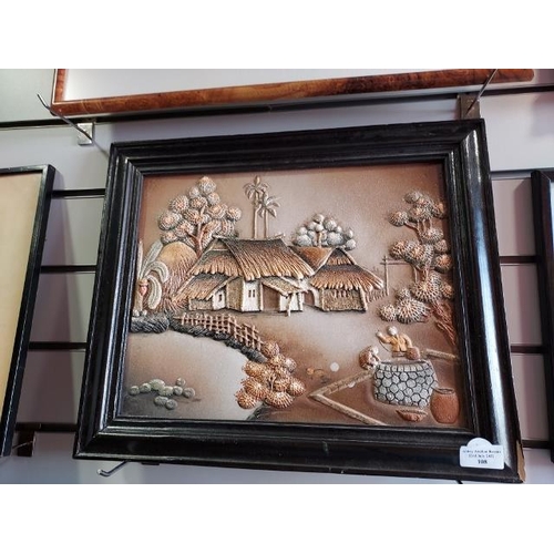 108 - Chinese Terracotta Tile Picture 17.5x15 Inches