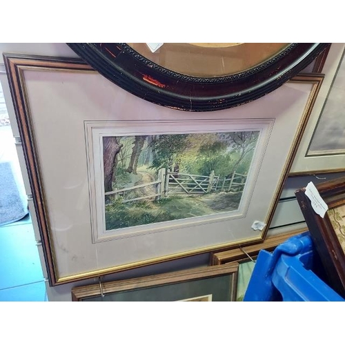 125 - Framed Watercolour Of A Gated Forest