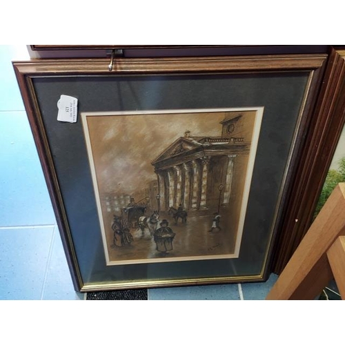 126 - Framed Charcoal Drawing Of Victorian Street Scene By J.G.Chambers