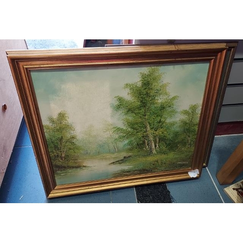 130 - Framed Oil Painting Of Lake Scene Signed Fullmen