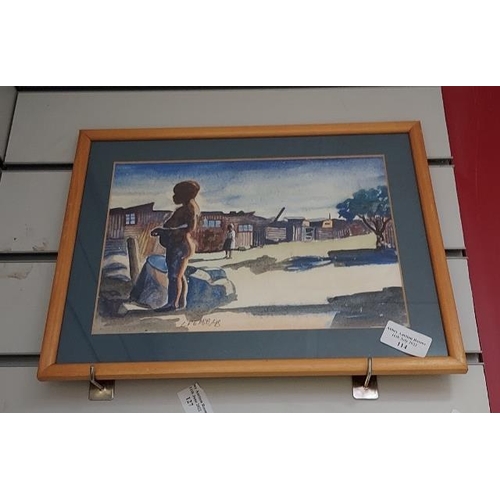 131 - Small Framed Watercolour Of Street Scene. Signed L.Pemba 1998