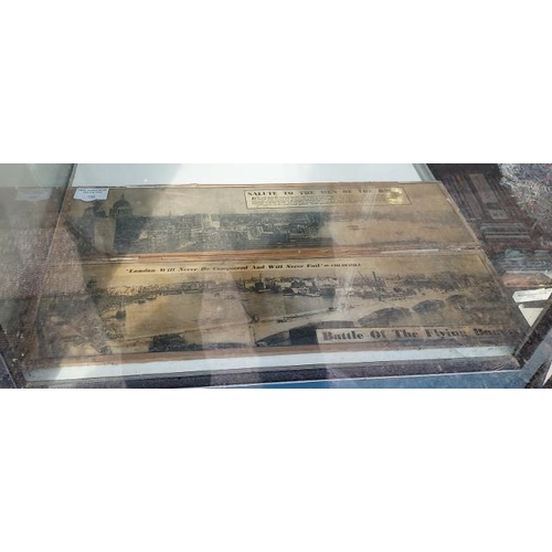 63 - 2 Glazed Paper Newspaper Cut Outs Of Scenes From The War