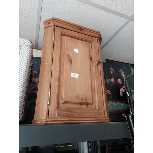 67 - Pine Corner Cabinet With Key