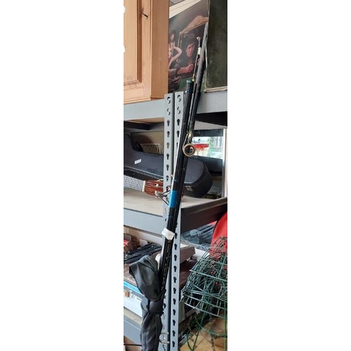 76 - 2 Fishing Rods, 1 Needs Eyelets Replacing Plus Fishing Rod Rest