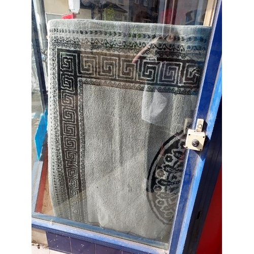 48 - Grey And Black Patterned Rug, Few Stains/Marks