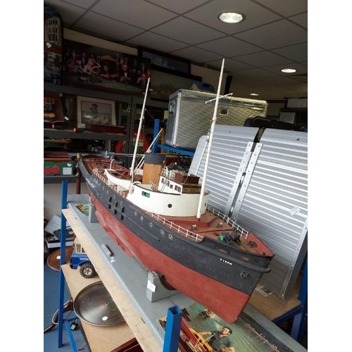 89 - Model Titan Handmade Salvage Tug Boat, Straight Runner, With Ephemera From Gentleman Who Built It