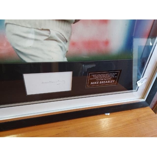 103 - Large Framed Picture Of Mike Brearley Signed With Certificate On Back