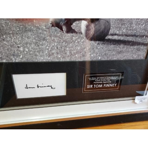106 - Large Framed Picture Of Sir Tom Finney Signed With Certificate On Back
