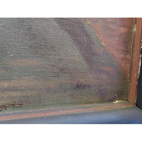 105 - Antique Framed Oil On Canvas Of Henry VIII At Hertford Castle