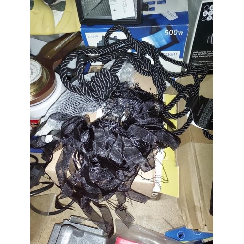 179 - Sanyo Compact Disc Player In Box, Curtain Tie Backs, Universal Remote, Small Laser Level In Case Plu... 