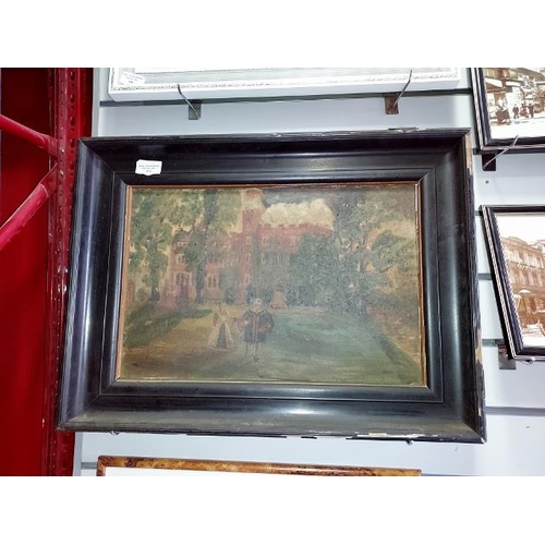 101 - Antique Framed Oil On Canvas Of Henry VIII At Hertford Castle