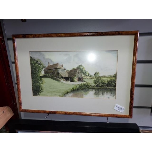 102 - Framed Watercolour Of House And Road