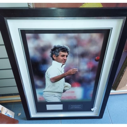 103 - Large Framed Picture Of Mike Brearley Signed With Certificate On Back