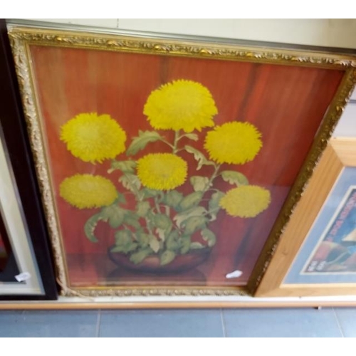 106 - Framed Watercolour Of Sunflowers