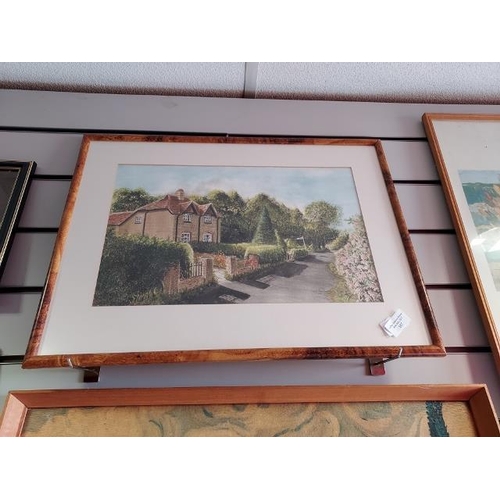 107 - Framed Watercolour Picture Of House And Pond. Signed