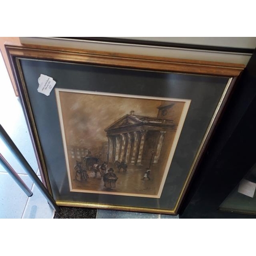 127 - Framed Charcoal Drawing Of Victorian Street Scene By J.G.Chambers