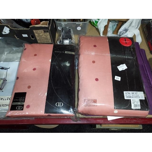 132 - 2 Unused Pairs Of Lined Curtains With Tie Backs In Packaging