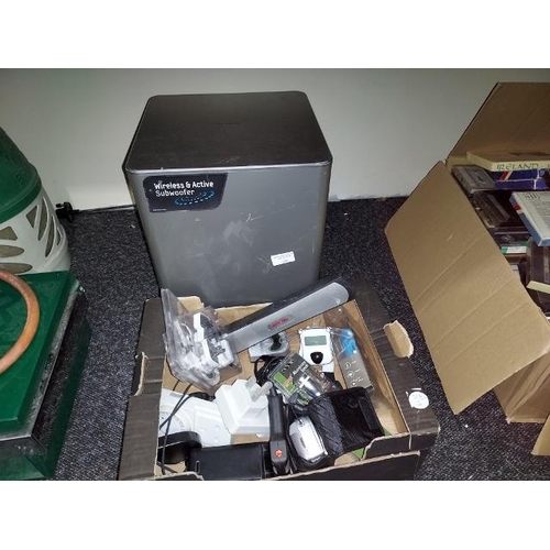 671 - Box Of Electricals Plus Samsung Wireless Active Subwoofer PS-WF751, Tested And Working