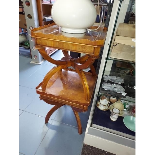 92 - 2 Walnut Veneer Coffee Tables On Stretcher Bases