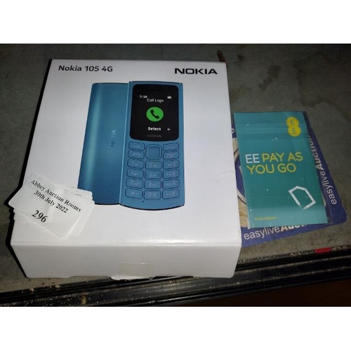 296 - Nokia 105 4G Phone With EE Sim Card Loaded With £10