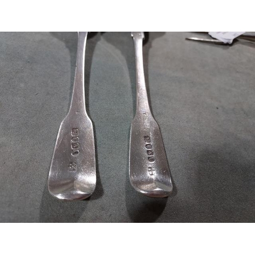 356 - 2 Silver London 1796 Serving Spoons. Makers George Smith III & William Fern 1786-1796. 153.29 Grams