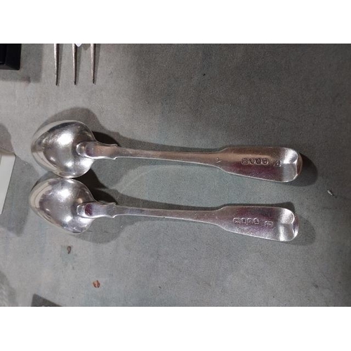 356 - 2 Silver London 1796 Serving Spoons. Makers George Smith III & William Fern 1786-1796. 153.29 Grams