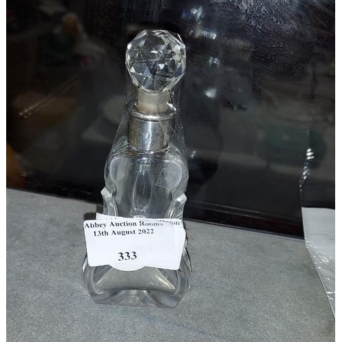 333 - Small Silver Topped Glass Scent Bottle